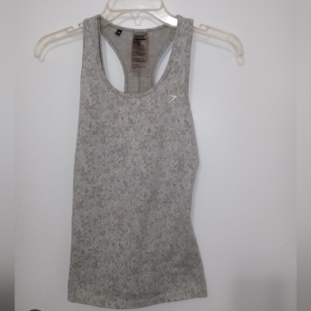 GymShark Dry Super Stretch Racerback layered Athletic Tank Lt Green/White XS